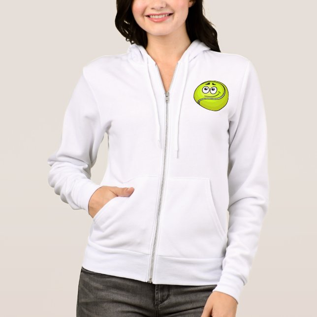Cartoon Tennis Ball Emoji Face Happy Sports Hoodie (Vorderseite)