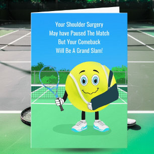 Cartoon-Tennisball-Schulteroperation Gute Besserun Karte