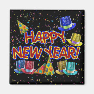 Cartoon Text mit Party Hats & Confetti Magnet