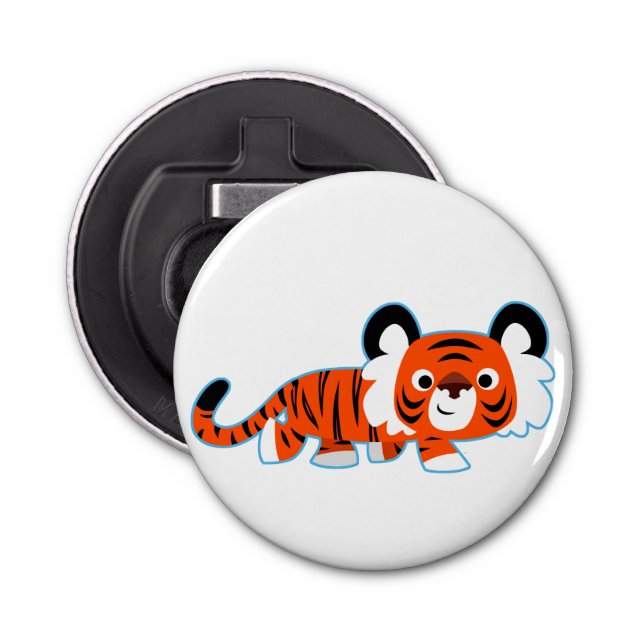 Cartoon Tiger auf dem Prowl Button Flaschenöffner (Vorderseite)