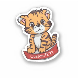 Cartoon Tiger Custom text Sticker