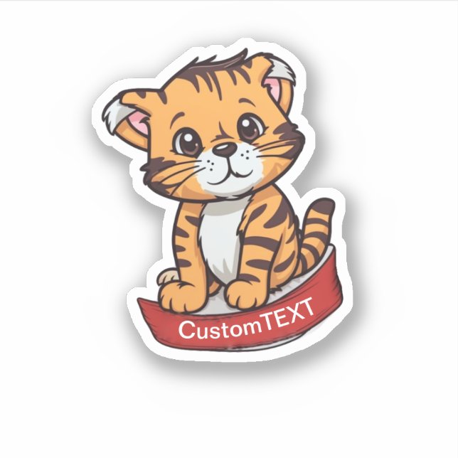 Cartoon Tiger Custom text Sticker (Vorderseite)