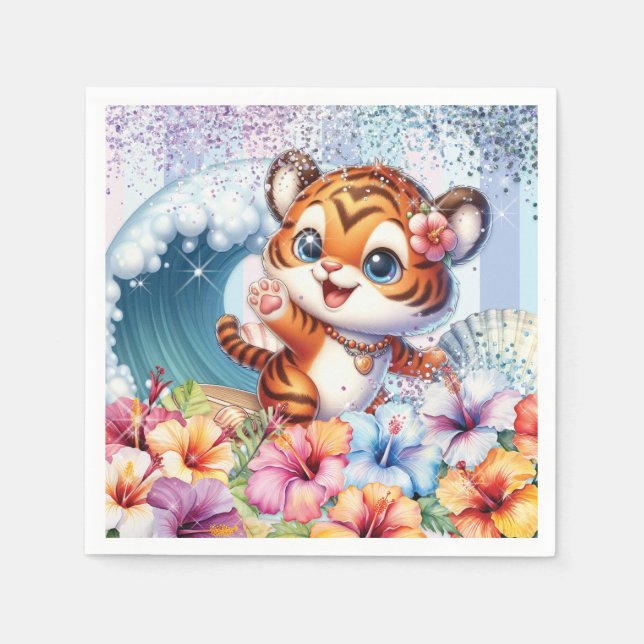 Cartoon Tiger Party Napkin Serviette (Vorderseite)