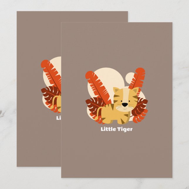 Cartoon Tiger Tiger Drawing Animal Character Art Einladung (Vorne/Hinten)