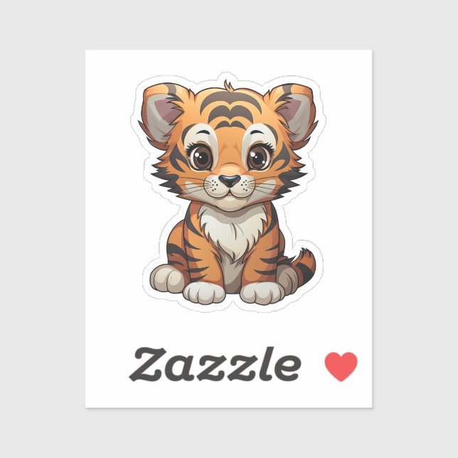 Cartoon Tigerbild Aufkleber (Blatt)