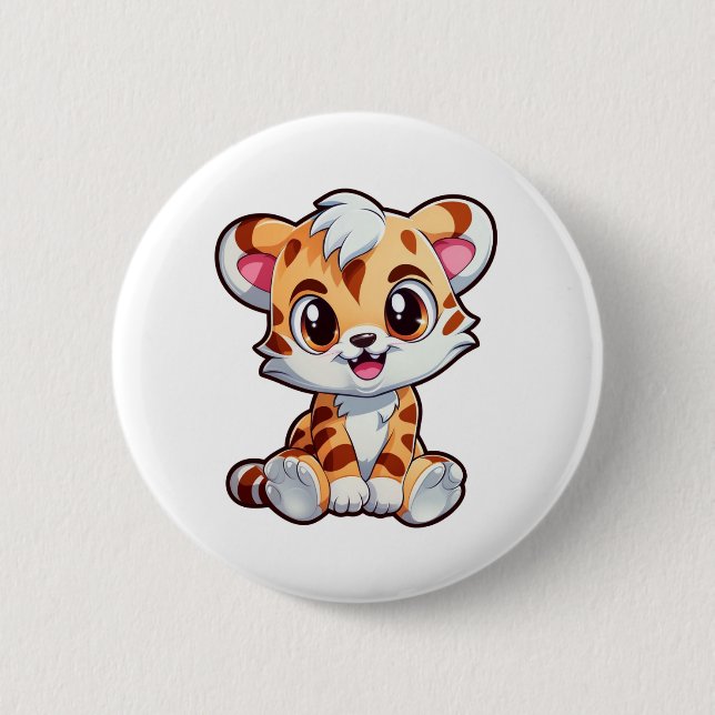 Cartoon Tigerbild Button (Vorderseite)