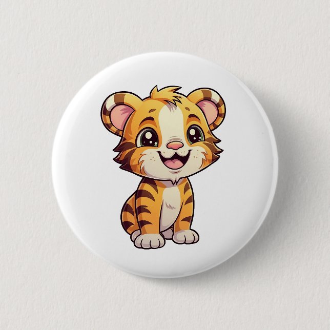 Cartoon Tigerbild Button (Vorderseite)