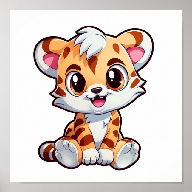 Cartoon Tigerbild Poster (Vorne)