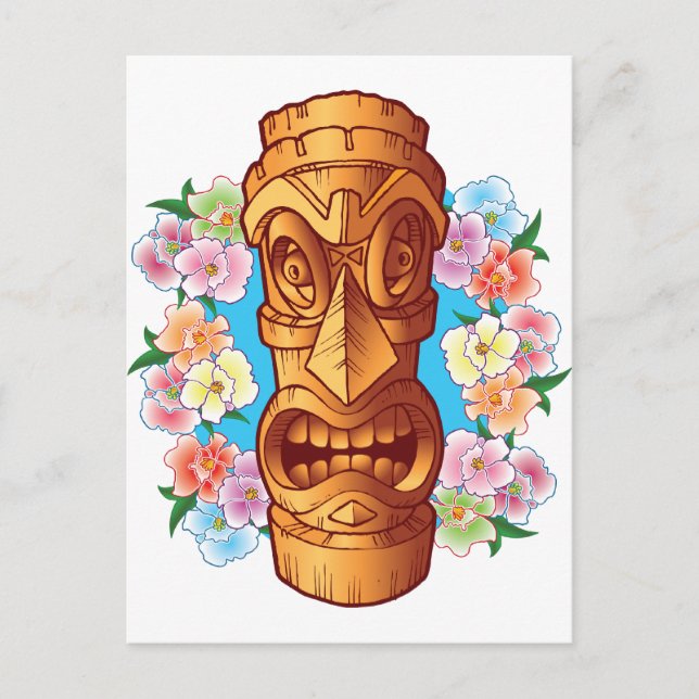 Cartoon Tiki Statue Postkarte (Vorderseite)