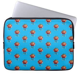 Cartoon Tomato mit Mustache und Waffen Laptopschutzhülle
