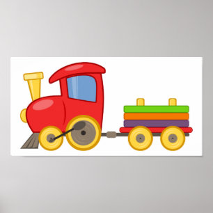 Cartoon Train Poster Print