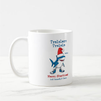Cartoon Tralalero Tralala sagt Frohe Sharkmas Kaffeetasse