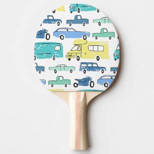 Cartoon Transport: Spaß für Kinder in der Stadt. Tischtennis Schläger