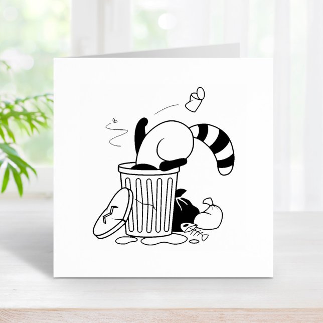 Cartoon Trash Can Raccoon Gummistempel (Von Creator hochgeladen)