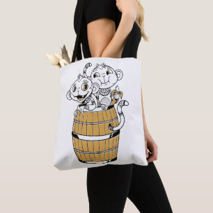 Cartoon Tribal Monkey Tote