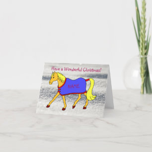 Cartoon Trotting Pony zu Weihnachten Karte