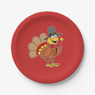 Cartoon Türkei Pilgrim Hat Erntedank Pappteller
