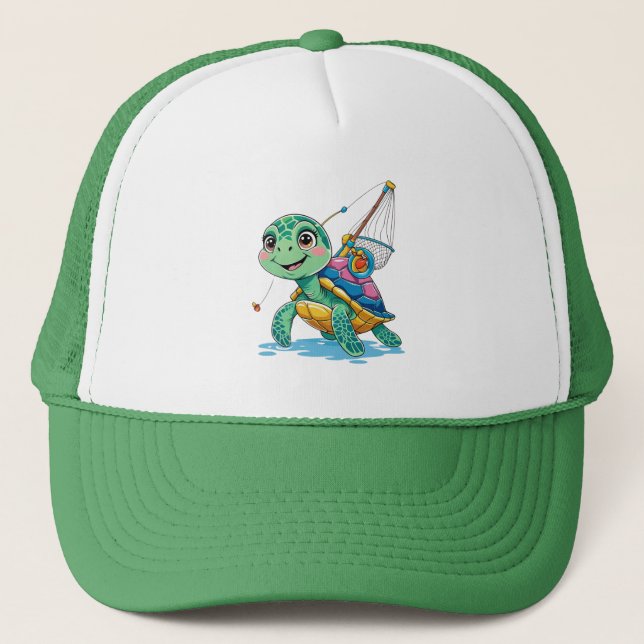  Cartoon Turtle Kids Hat Truckerkappe (Vorderseite)