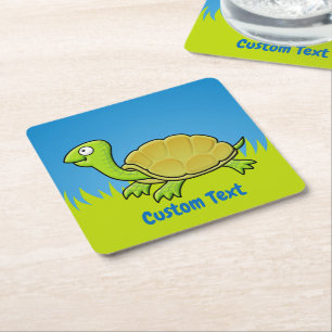 Cartoon Turtle Square Paper Untersetzer