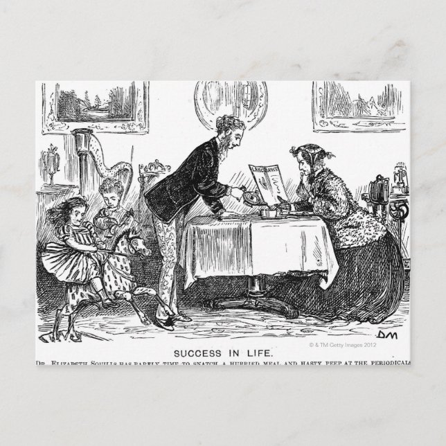 Cartoon über Elizabeth Garrett Anderson, zuerst Postkarte (Vorderseite)