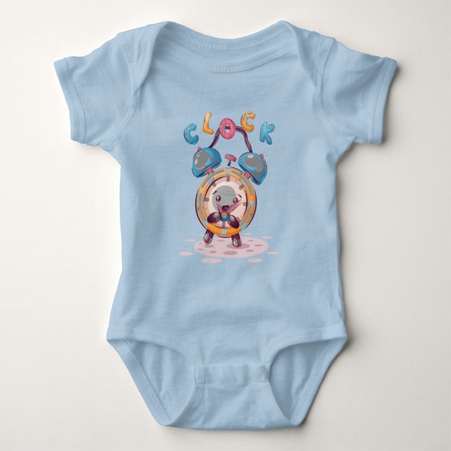 Cartoon-Uhr | Baby Bodysuit Strampler (Vorderseite)