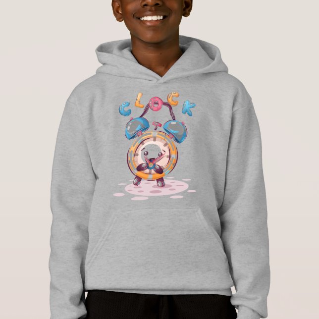 Cartoon-Uhr | Kids Hoodie (Vorderseite)