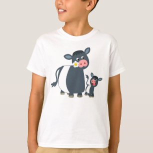 Cartoon umgeschnallte Galloway-Kuh u. Kalb-KinderT T-Shirt