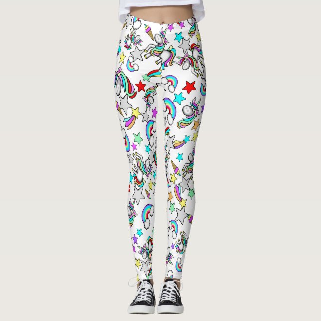 Cartoon Unicorn Ladys Leggings (Vorderseite)