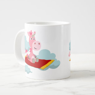 Cartoon Unicorns magische Teppichfahrt Jumbo-Tasse