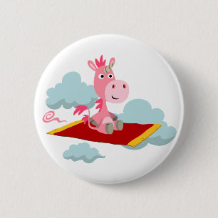 Cartoon Unicorns magisches Teppichfahrertrikot-Abz Button