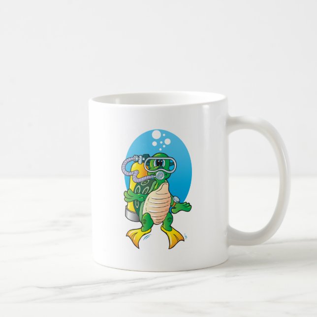 Cartoon-Unterwasseratemgerät-Schildkröte Kaffeetasse (Rechts)