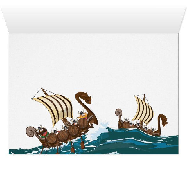 Cartoon Viking Invasionsflotte (Innenansicht Horizontal (Unten))