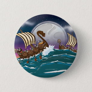 Cartoon Viking Invasionsflotte Button