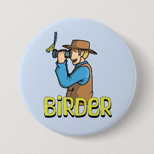 Cartoon Vogelbeobachter Button