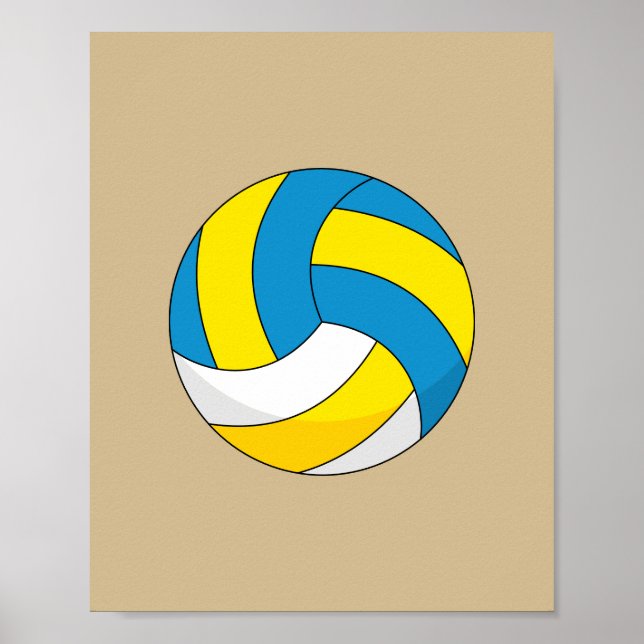 Cartoon Volleyball Ball Poster (Vorne)
