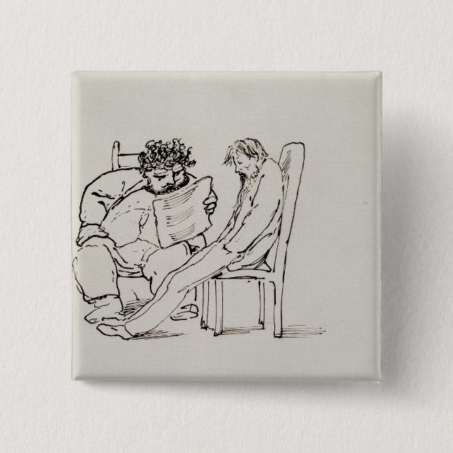Cartoon von (1834-96) Lesepoesie Williams Morris Button (Vorderseite)