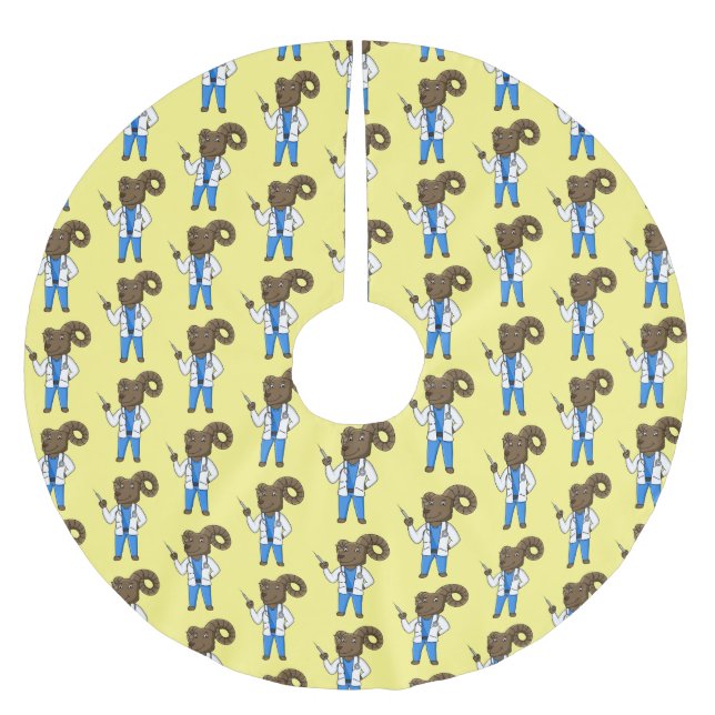 Cartoon von Bighorn-Schafen Polyester Weihnachtsbaumdecke (Vorderseite)