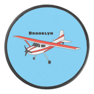 Cartoon von dreirädrigen Flugzeugen Eishockey Puck