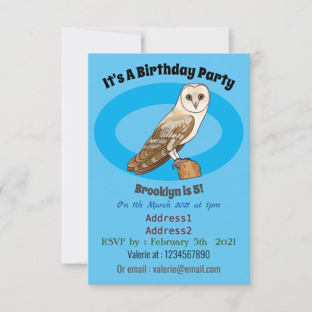 Cartoon von Eulenvögeln Einladung (Vorderseite)