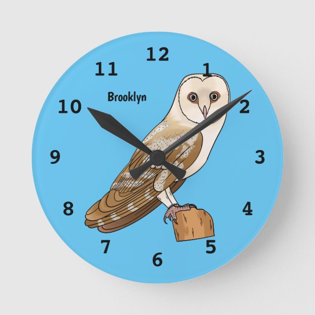 Cartoon von Eulenvögeln Runde Wanduhr (Vorderseite)