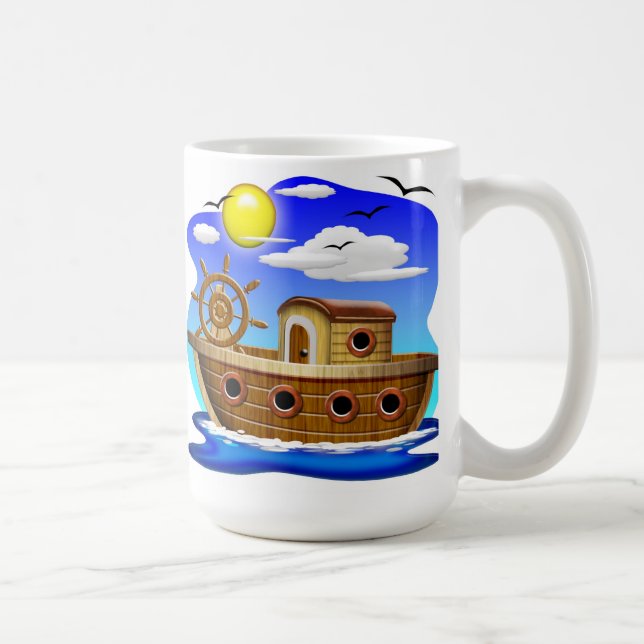 Cartoon von Fischereifahrzeugen Kaffeetasse (Rechts)