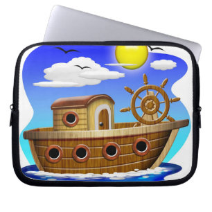 Cartoon von Fischereifahrzeugen Laptopschutzhülle