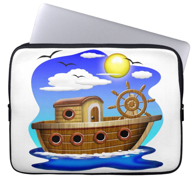 Cartoon von Fischereifahrzeugen Laptopschutzhülle (Vorderseite)