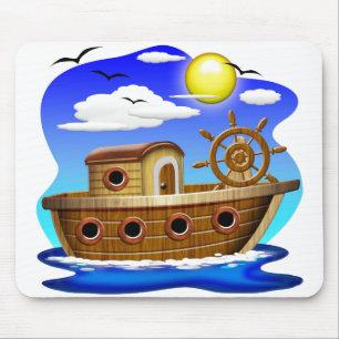 Cartoon von Fischereifahrzeugen Mousepad