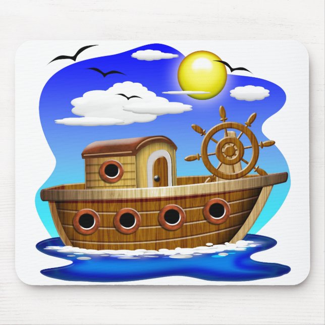 Cartoon von Fischereifahrzeugen Mousepad (Vorne)