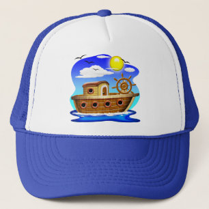 Cartoon von Fischereifahrzeugen Truckerkappe