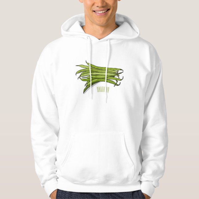 Cartoon von grünen Bohnen Hoodie (Vorderseite)