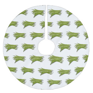 Cartoon von grünen Bohnen Polyester Weihnachtsbaumdecke