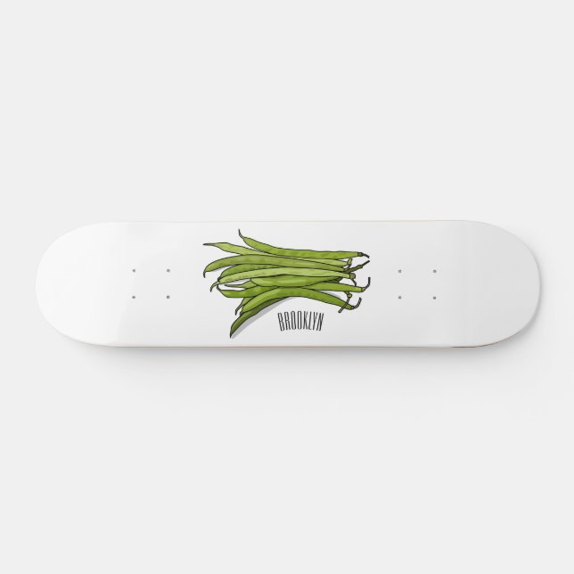 Cartoon von grünen Bohnen Skateboard (Horizontal)