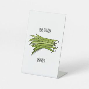 Cartoon von grünen Bohnen Sockelschild